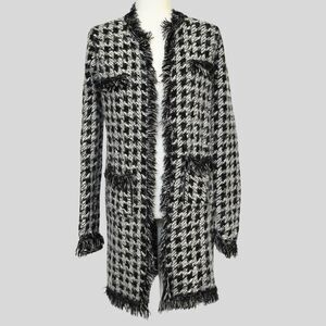 ZARA Women's Houndstooth Print Knit Maxi Jacket Size S/M